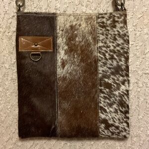 American Darling Brown and White Hair-On Hide Messenger Bag